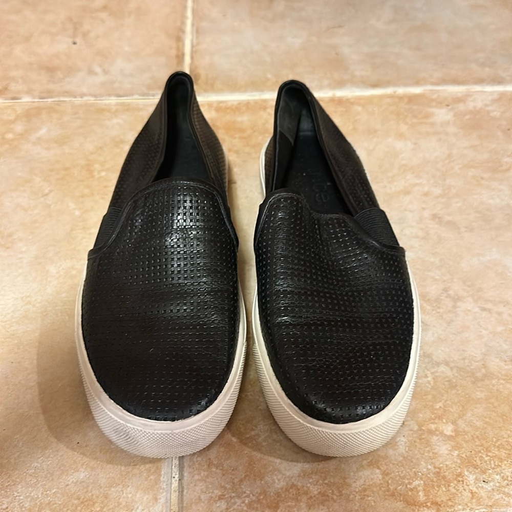 Vince perforated leather slip ons